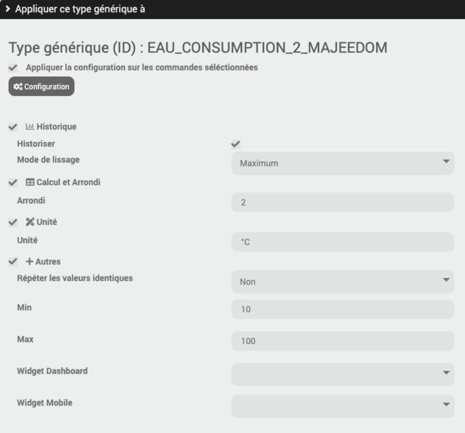 Configuration du Art générique