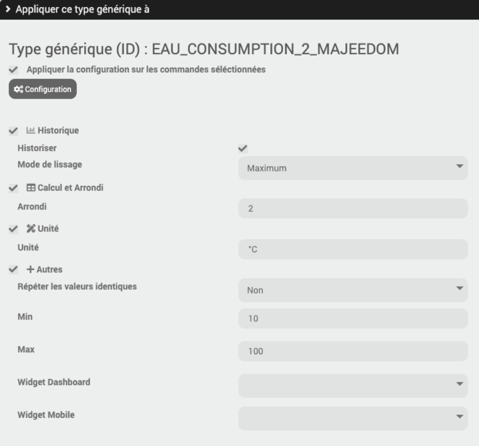 Configuration du kind générique