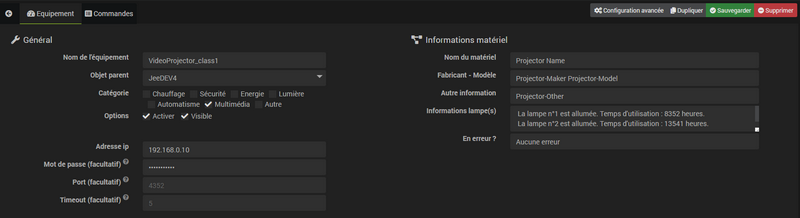 Configuración del complemento PJLink