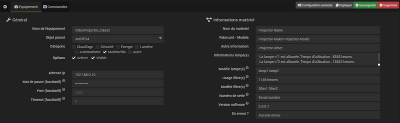 Configuración del complemento PJLink