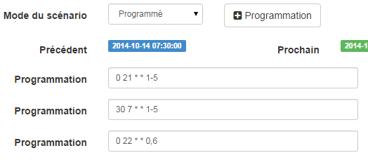 Scénario programmé en mode Eco