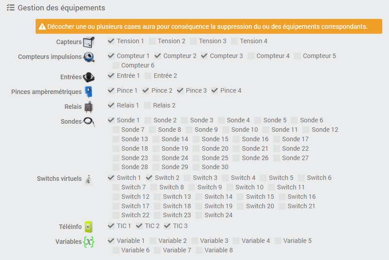 Gestion des équipements